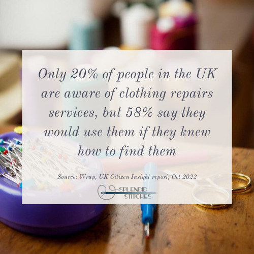Clothes repairs for sustainable fashion stat in textbox reading 20% of people are aware of clothes repair services