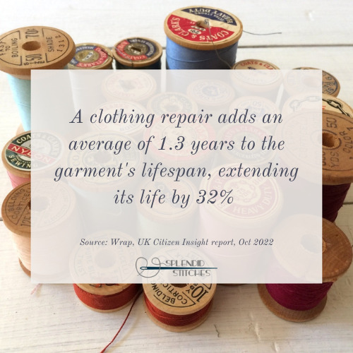 Clothes repairs for sustainable fashion stat reading that a clothing repair adds 1.3 years to a garment's life